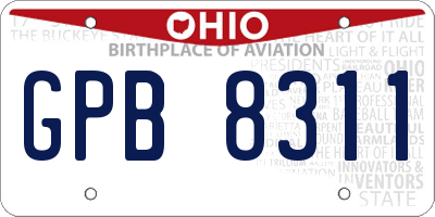 OH license plate GPB8311