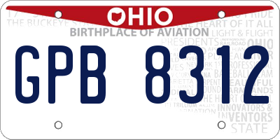 OH license plate GPB8312