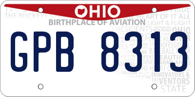 OH license plate GPB8313