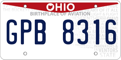 OH license plate GPB8316