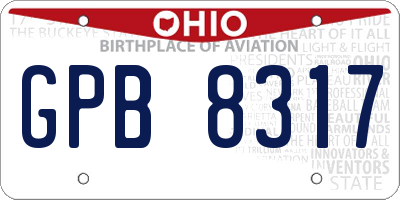 OH license plate GPB8317