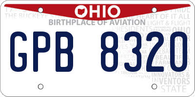 OH license plate GPB8320