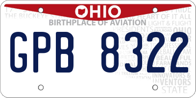 OH license plate GPB8322