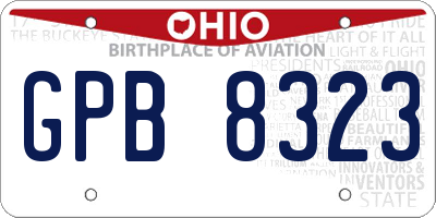 OH license plate GPB8323
