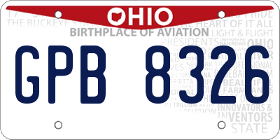 OH license plate GPB8326