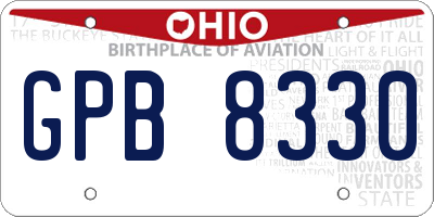 OH license plate GPB8330