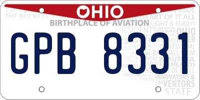 OH license plate GPB8331