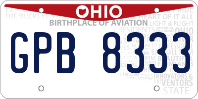 OH license plate GPB8333
