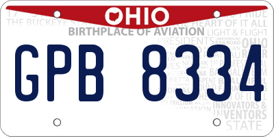 OH license plate GPB8334