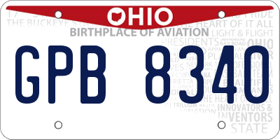 OH license plate GPB8340