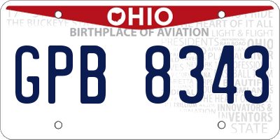 OH license plate GPB8343