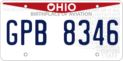 OH license plate GPB8346