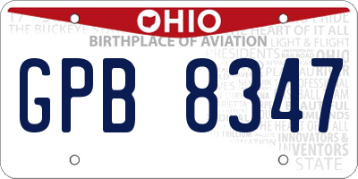OH license plate GPB8347