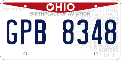 OH license plate GPB8348