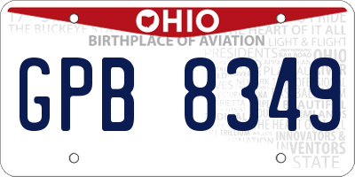 OH license plate GPB8349