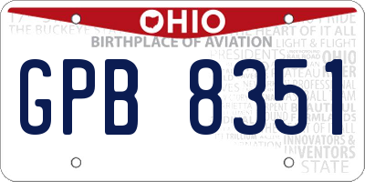 OH license plate GPB8351