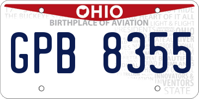 OH license plate GPB8355