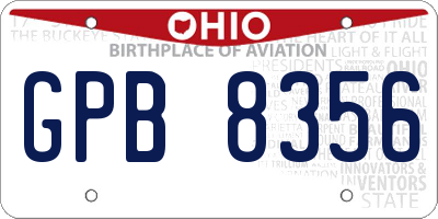 OH license plate GPB8356