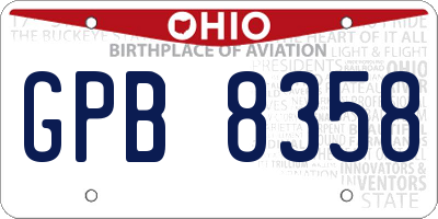 OH license plate GPB8358