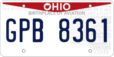 OH license plate GPB8361