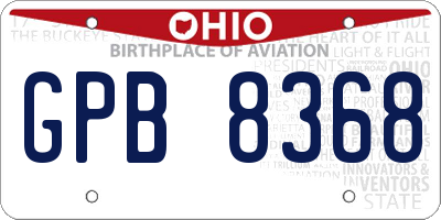 OH license plate GPB8368