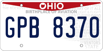 OH license plate GPB8370