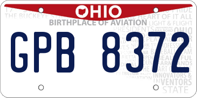 OH license plate GPB8372