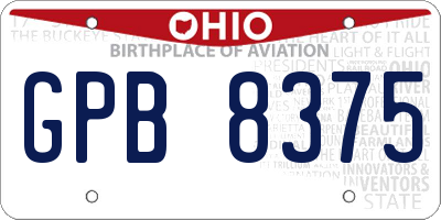 OH license plate GPB8375