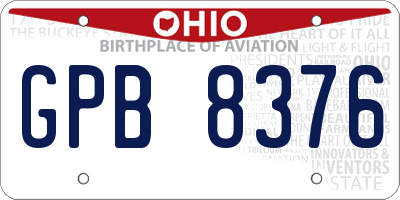 OH license plate GPB8376