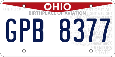 OH license plate GPB8377