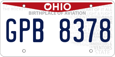 OH license plate GPB8378