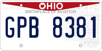 OH license plate GPB8381