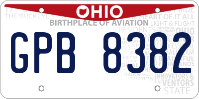OH license plate GPB8382