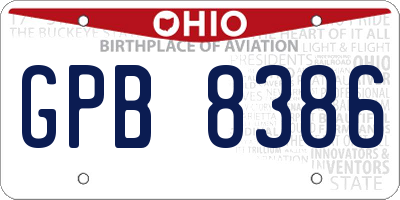 OH license plate GPB8386