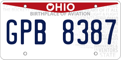 OH license plate GPB8387