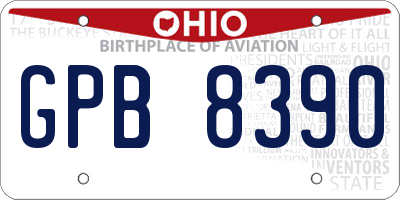 OH license plate GPB8390