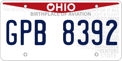 OH license plate GPB8392