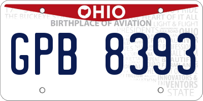 OH license plate GPB8393