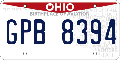 OH license plate GPB8394