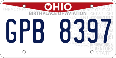 OH license plate GPB8397
