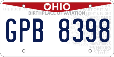 OH license plate GPB8398