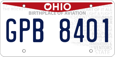OH license plate GPB8401