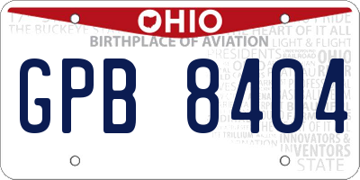 OH license plate GPB8404