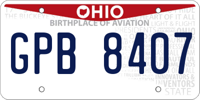 OH license plate GPB8407