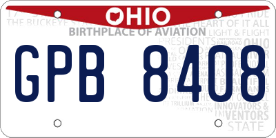 OH license plate GPB8408