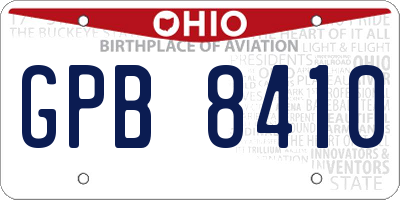 OH license plate GPB8410