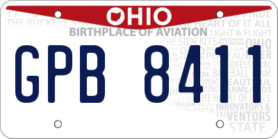 OH license plate GPB8411