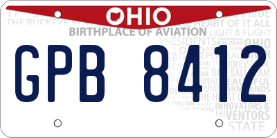 OH license plate GPB8412