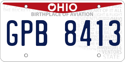 OH license plate GPB8413