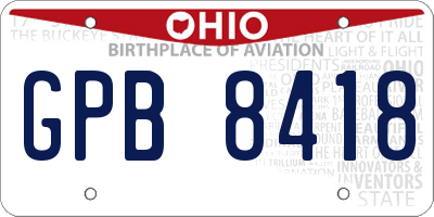 OH license plate GPB8418